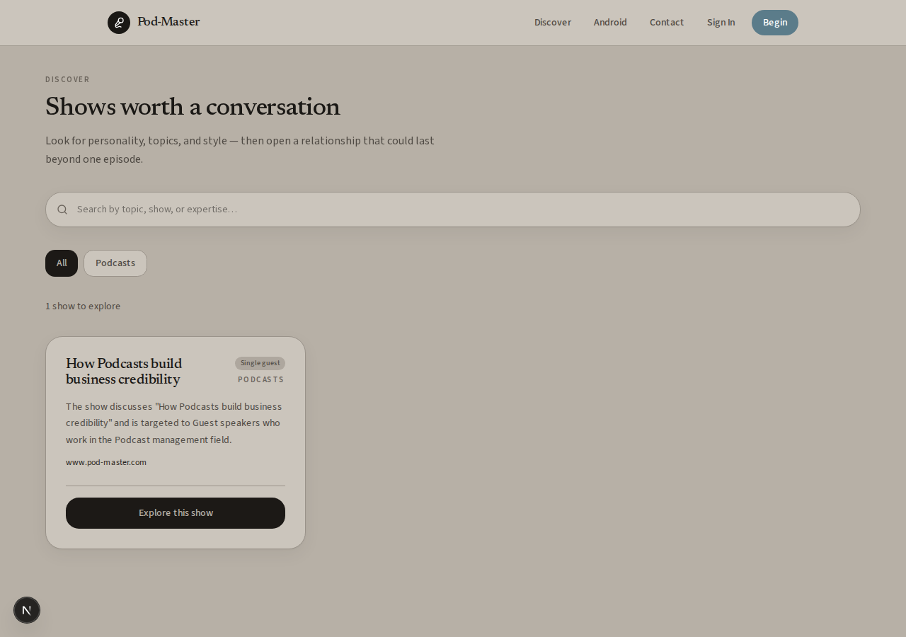 Discover marketplace with search and category filters